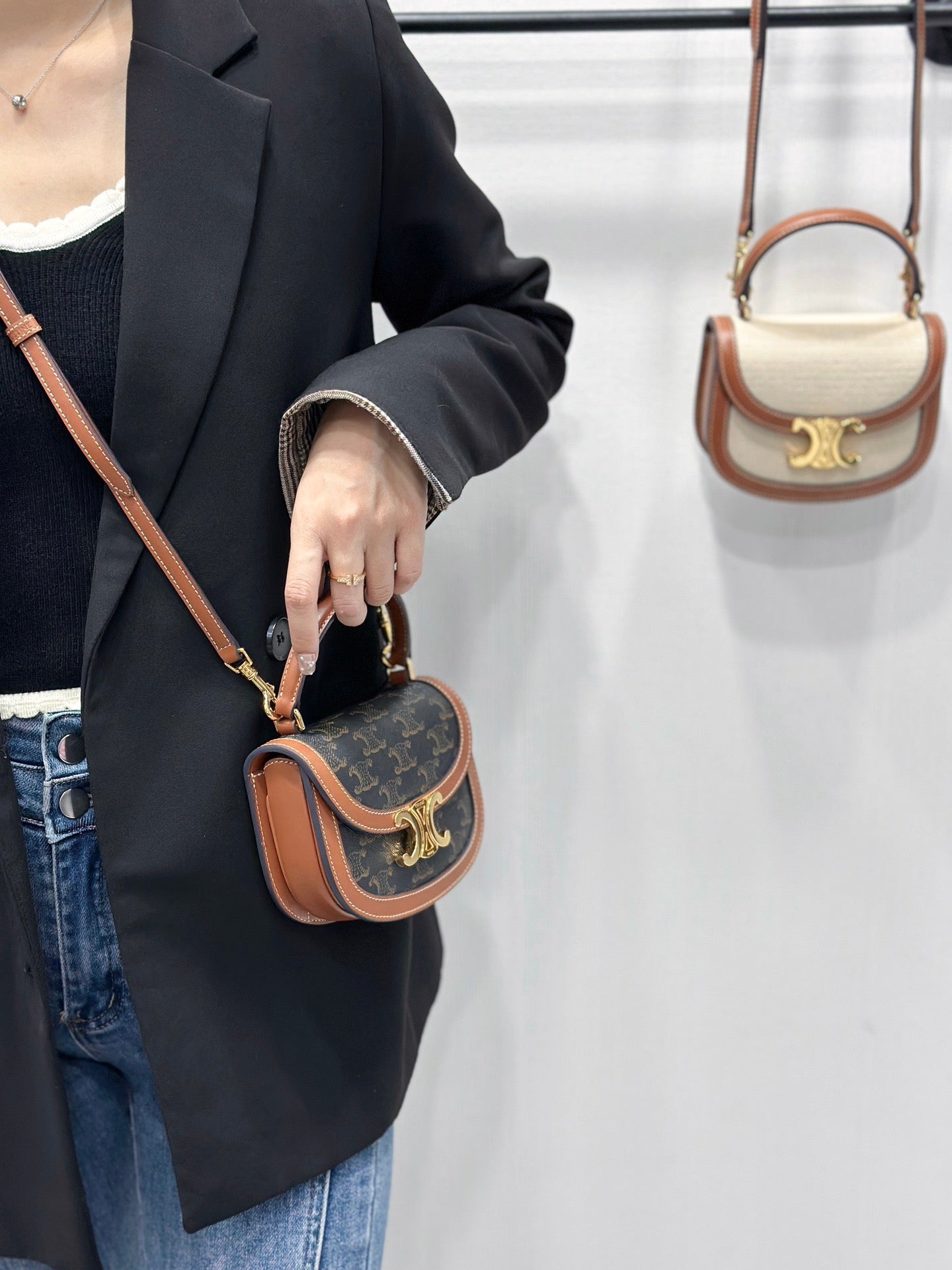 셀린느 미니 베사체 토트백 캔버스