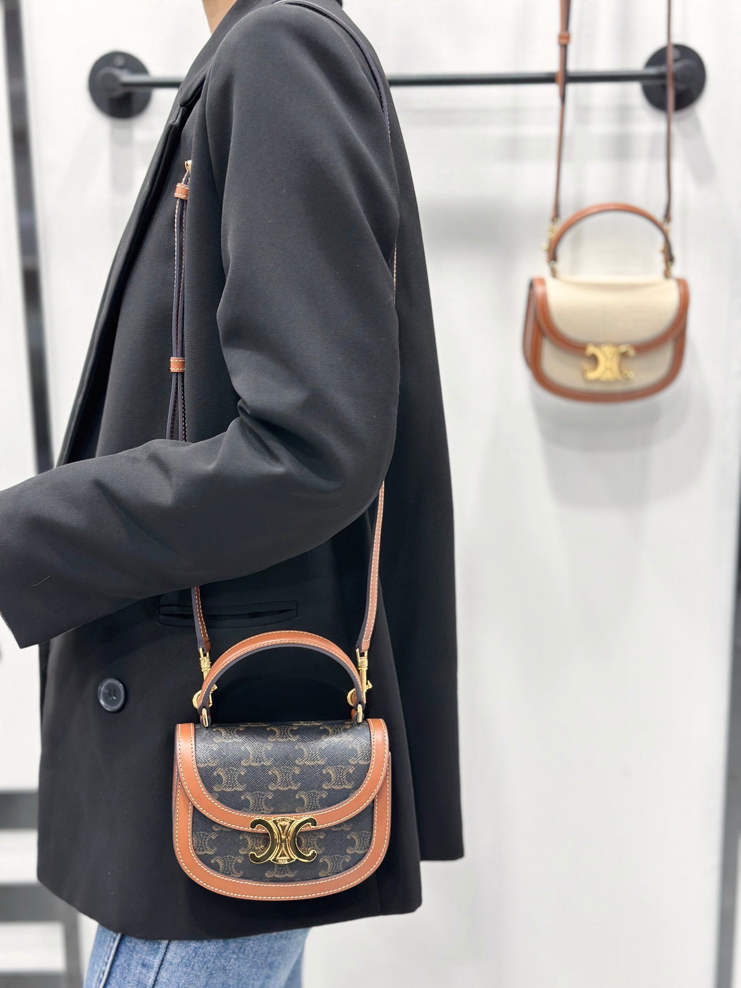 셀린느 미니 베사체 토트백 캔버스