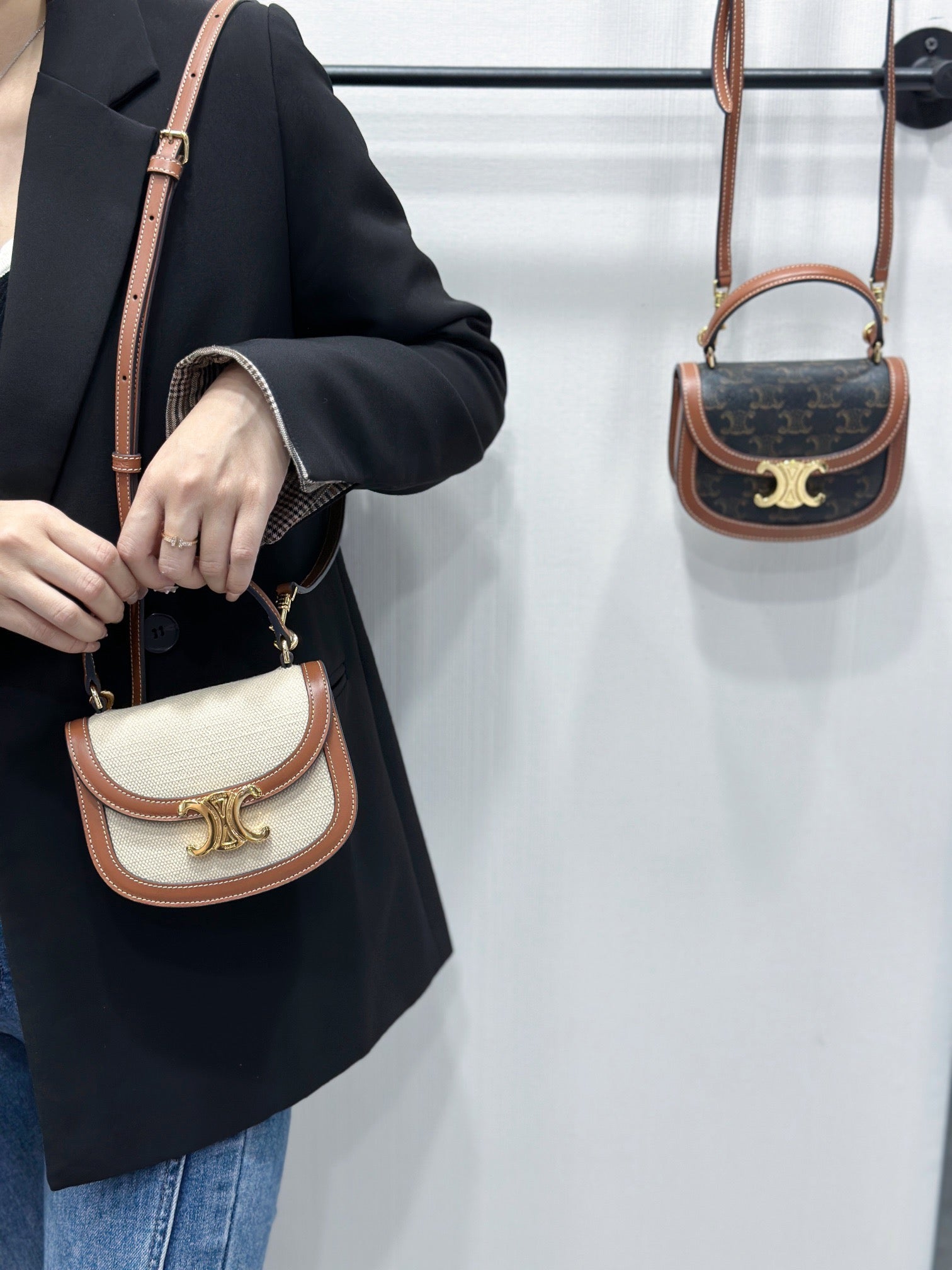 셀린느 미니 베사체 토트백 텍스타일