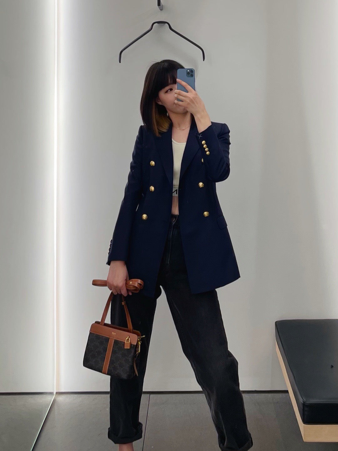 셀린느 카바스 드 프랑스 숄더백 캔버스