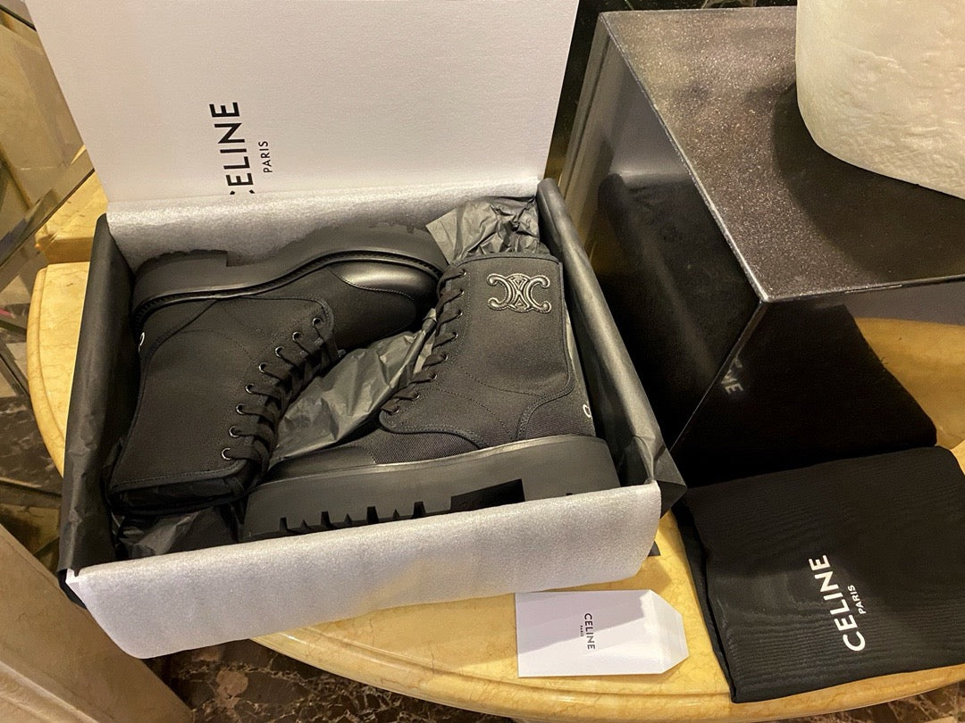 셀린느 나일론 벌키 레이스업 부츠