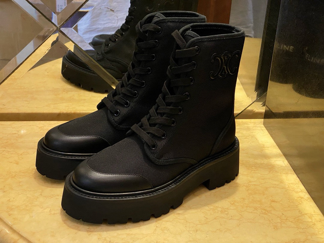 셀린느 나일론 벌키 레이스업 부츠