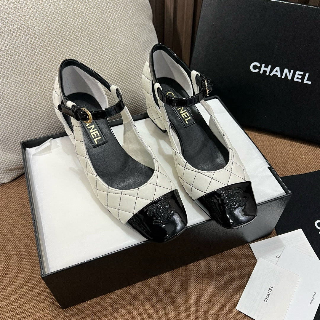 샤넬 CC로고 벨벳 메리제인 힐