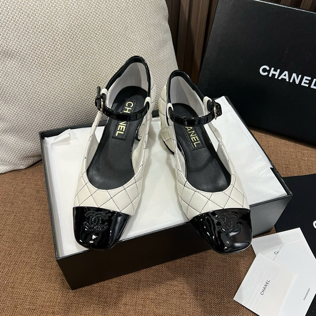 샤넬 CC로고 벨벳 메리제인 힐