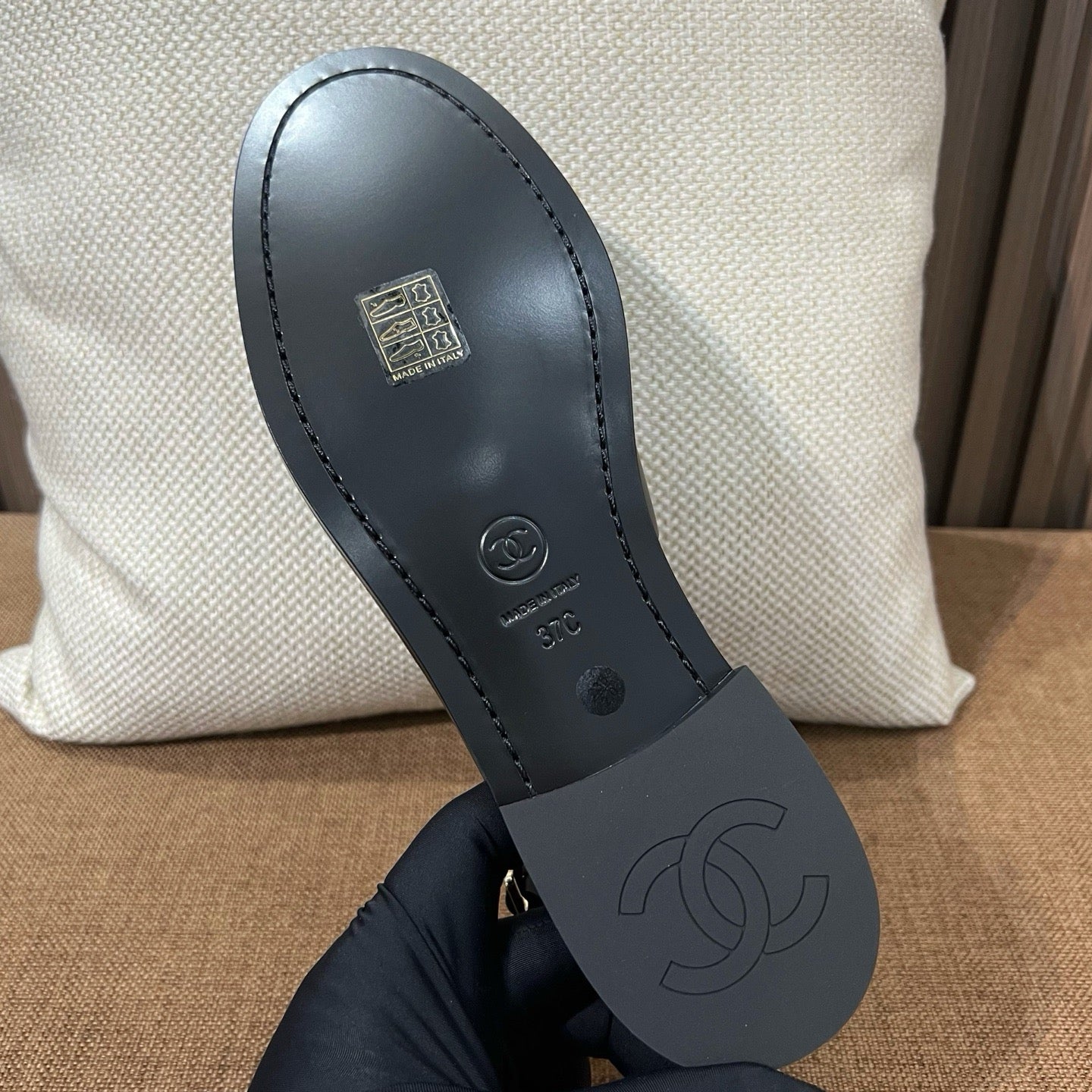 샤넬 큐빅 CC 로고  슬링백 로퍼