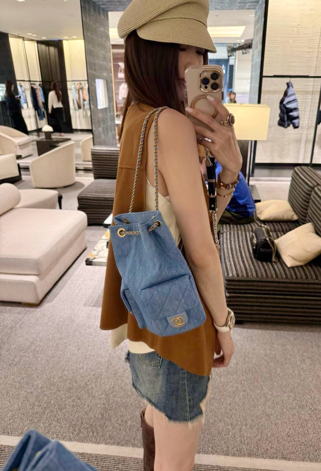샤넬 25C 데님 백팩