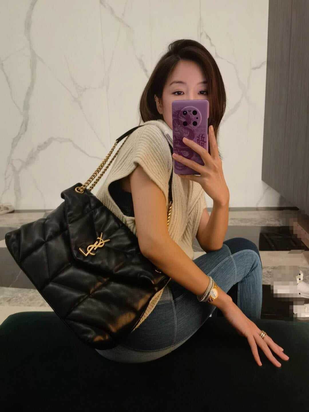 생로랑 루루 푸퍼백 미디움