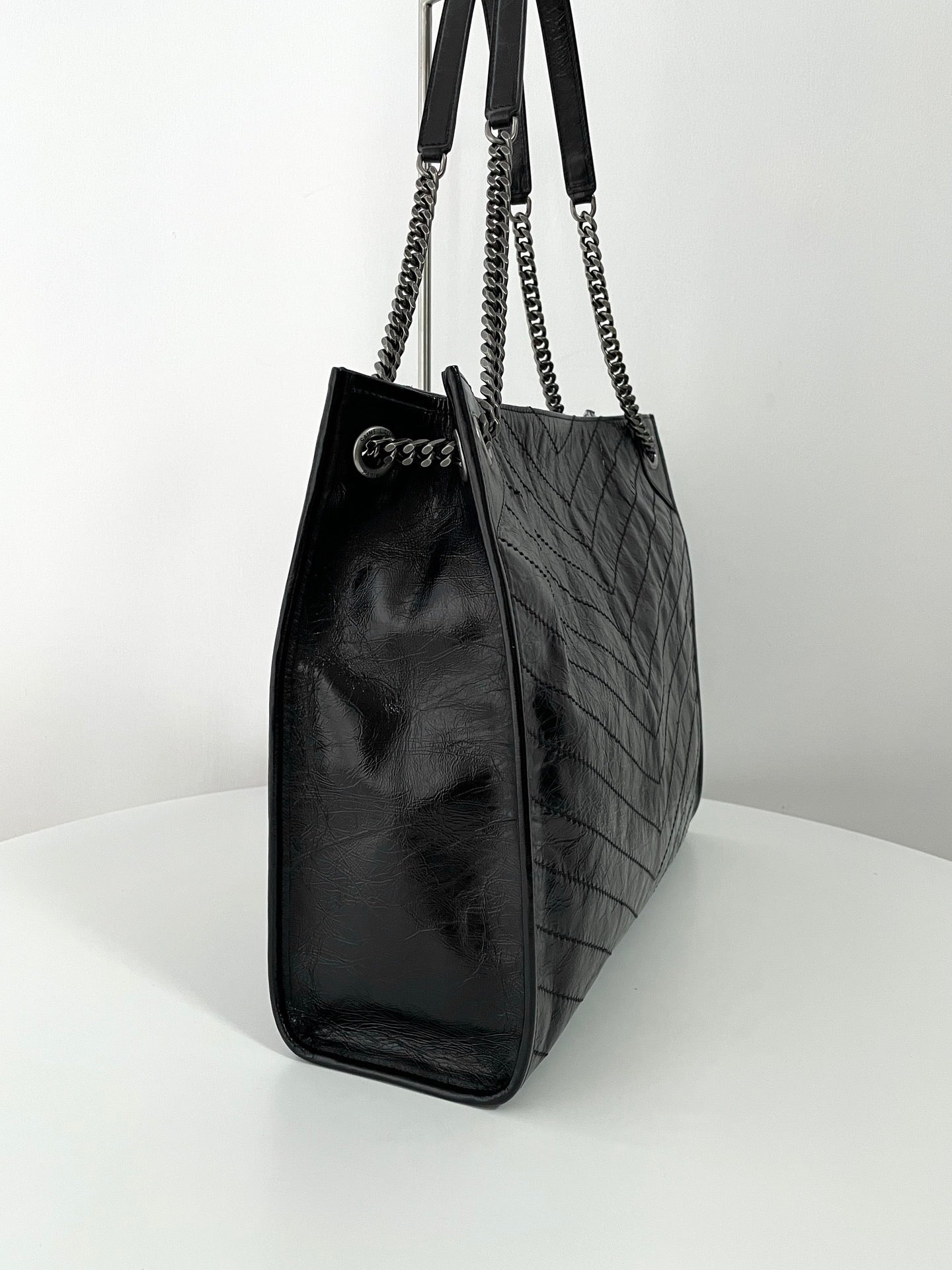 생로랑 니키 쇼핑백 빈티지 레더 라지