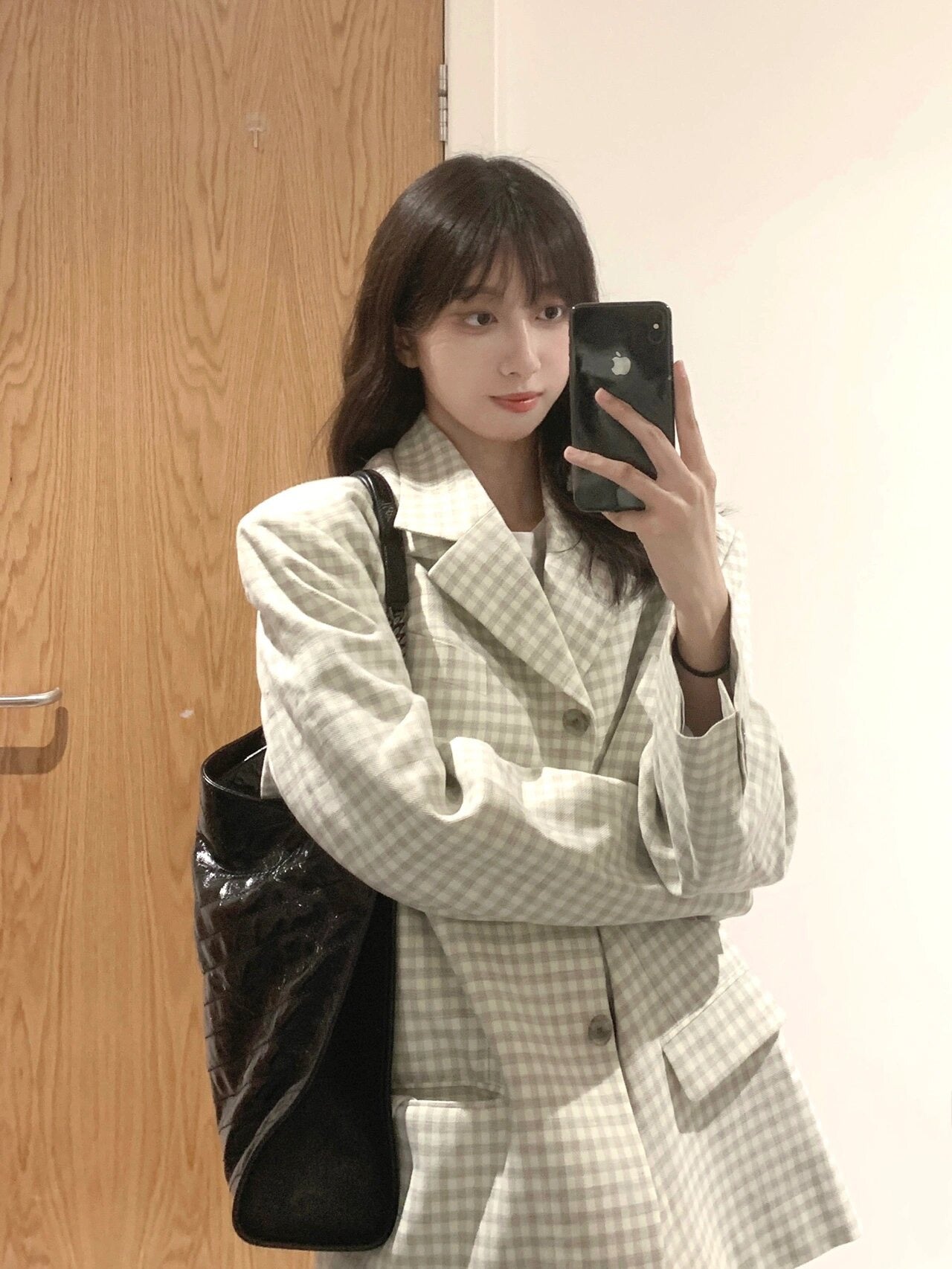 생로랑 니키 쇼핑백 빈티지 레더 라지