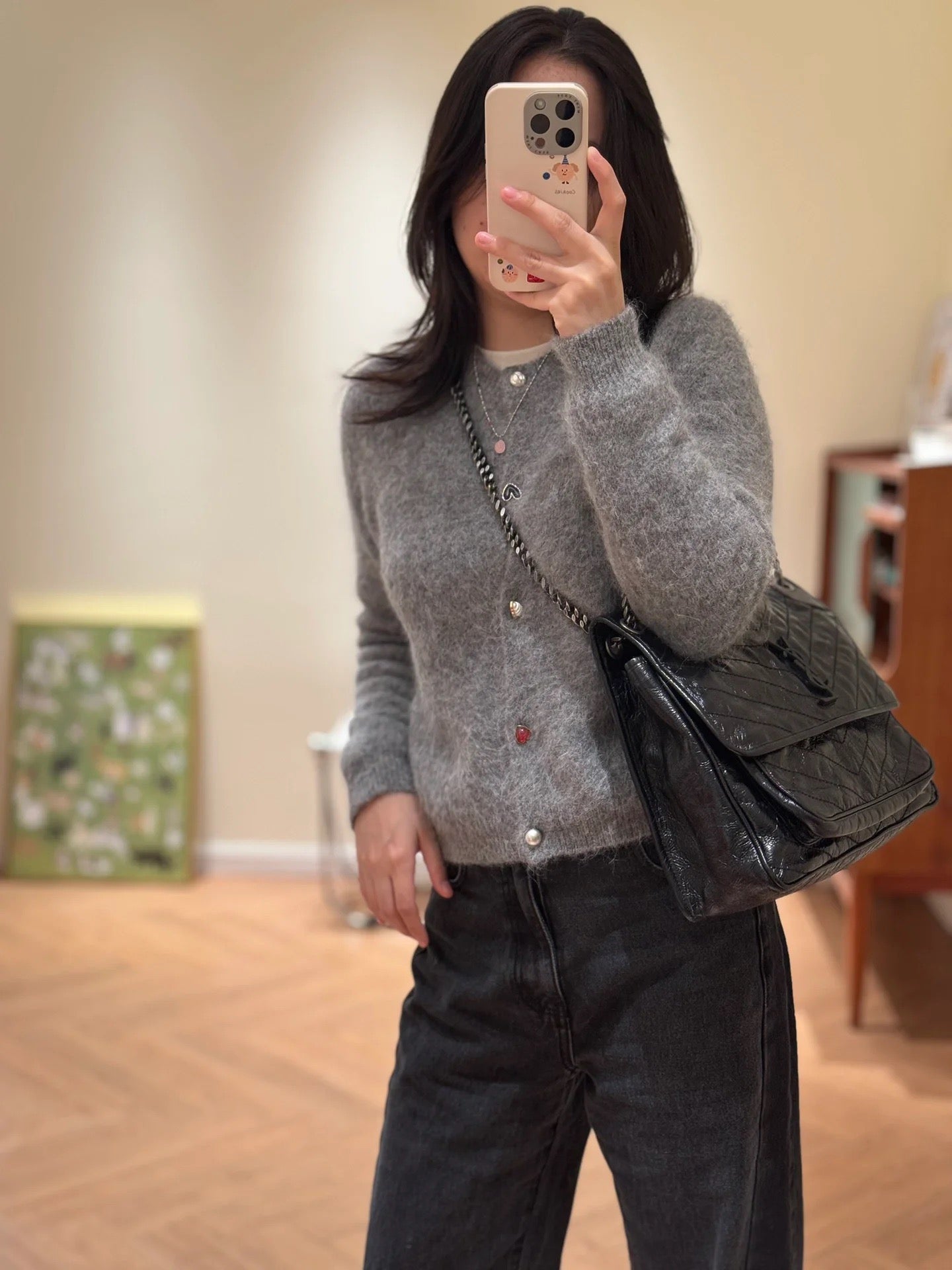 생로랑 니키백 라지 빈티지 레더