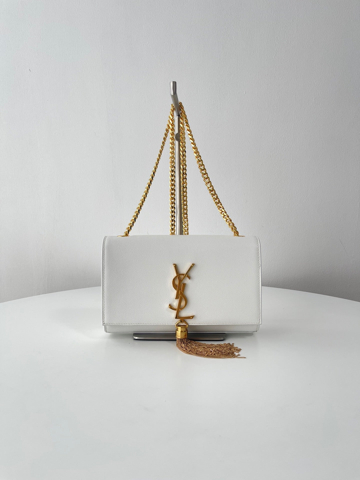 생로랑 케이트 테슬 체인백 스몰 (화이트)
