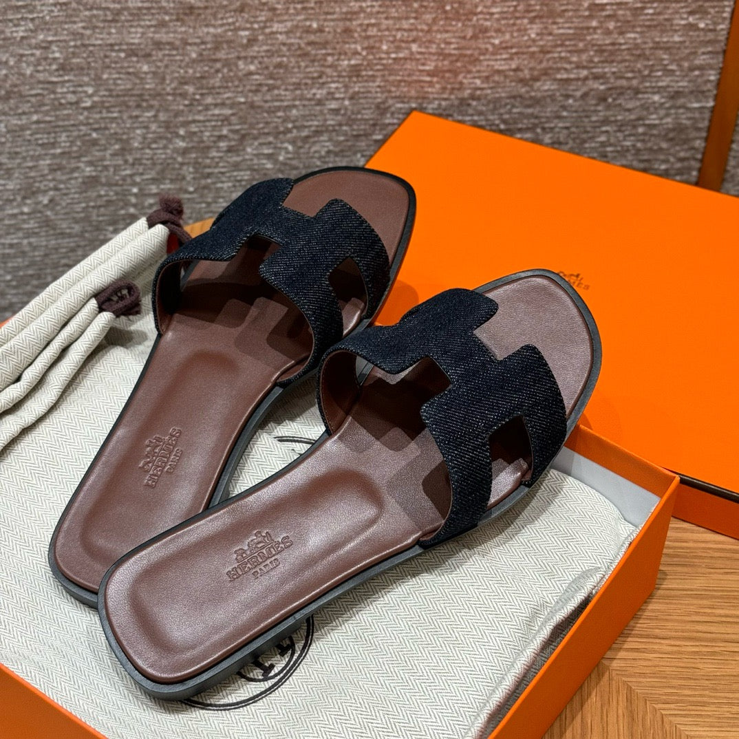 에르메스 Oran 오란 슬리퍼 데님