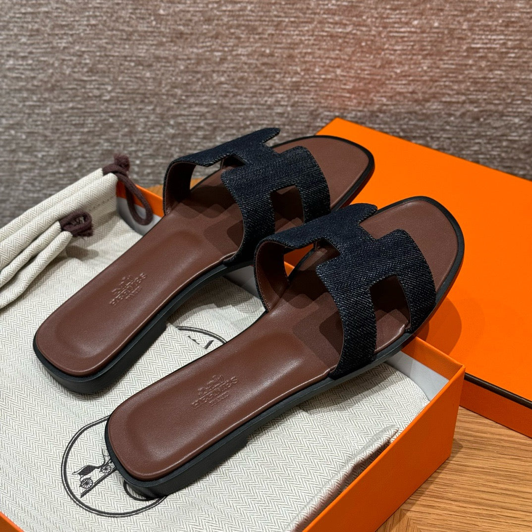 에르메스 Oran 오란 슬리퍼 데님