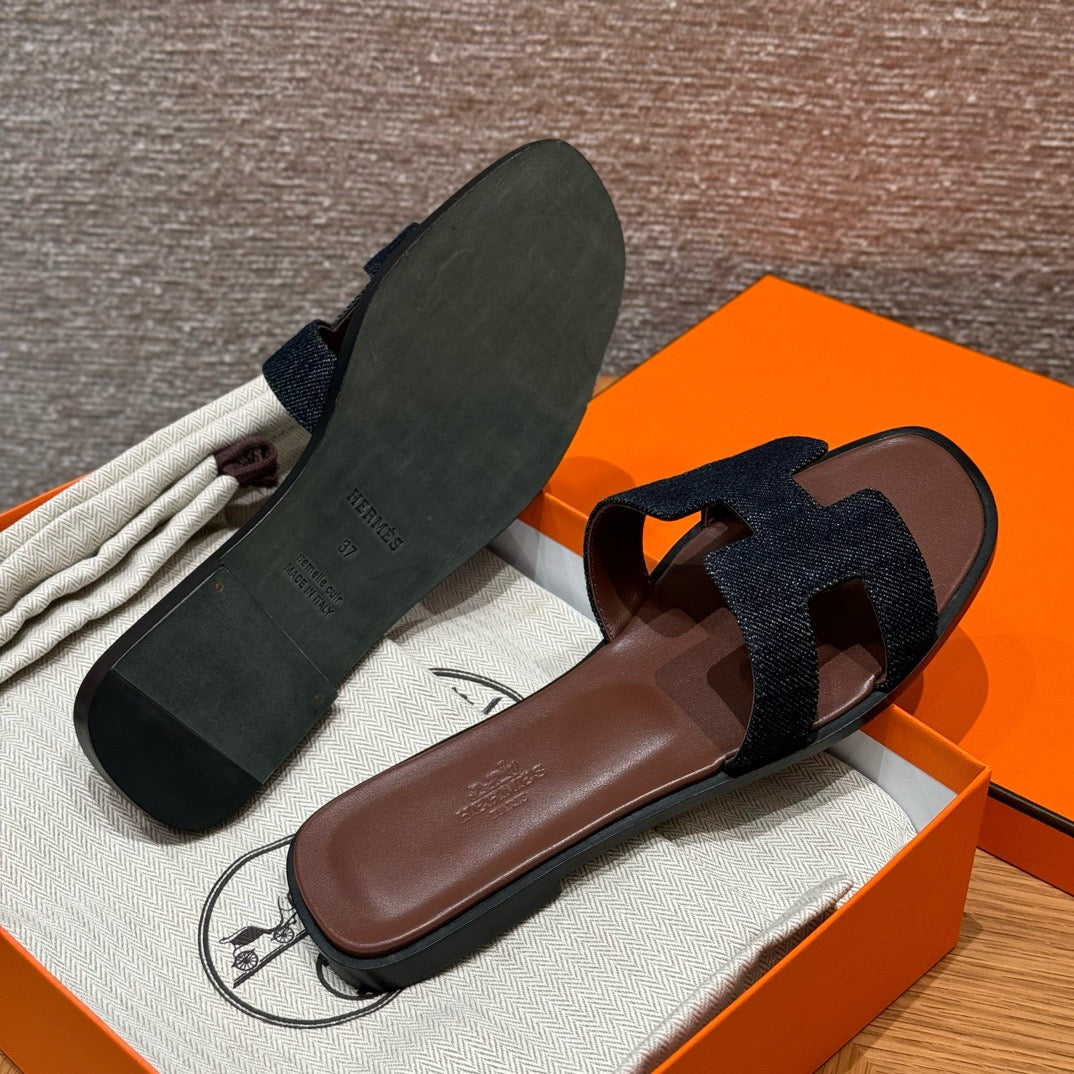 에르메스 Oran 오란 슬리퍼 데님