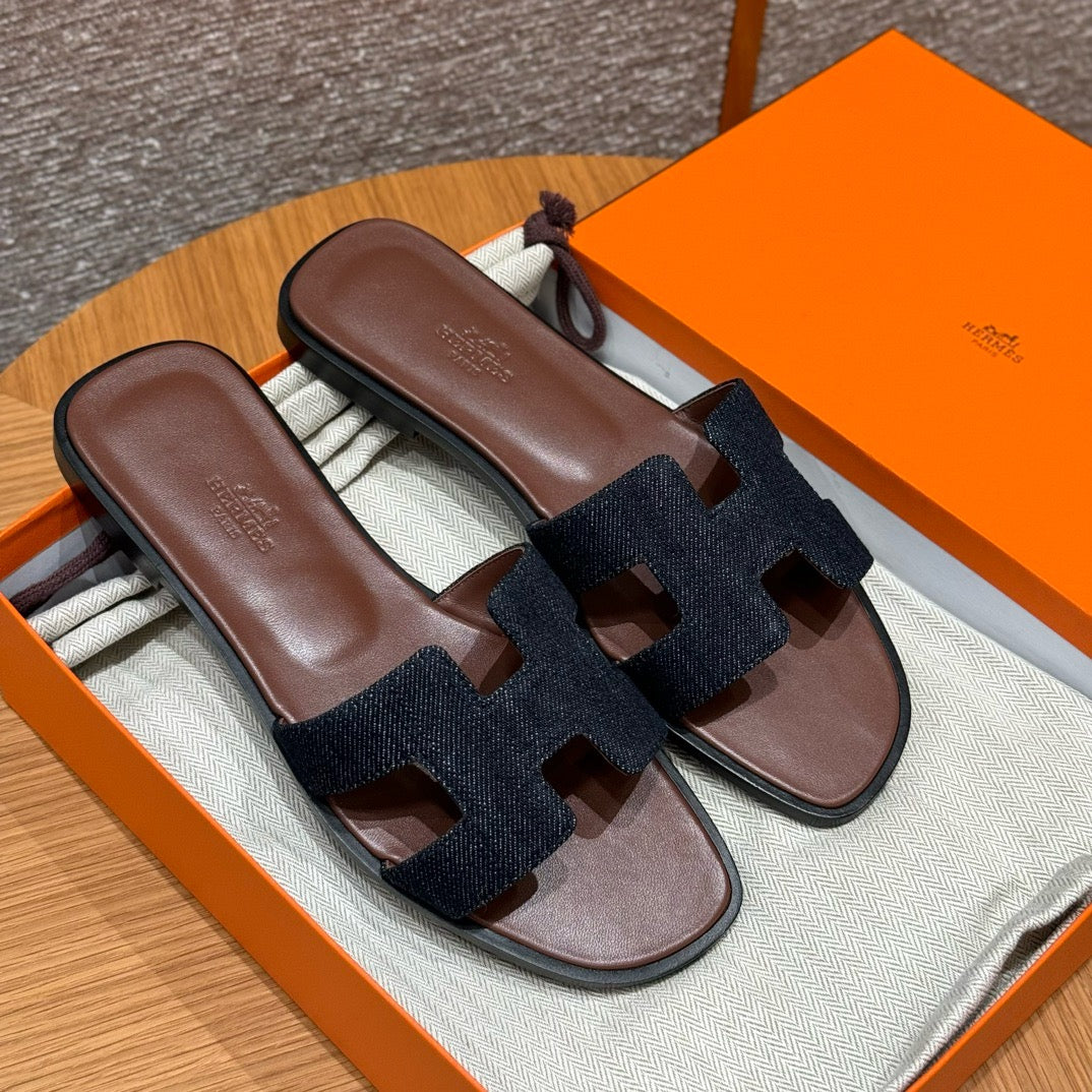 에르메스 Oran 오란 슬리퍼 데님