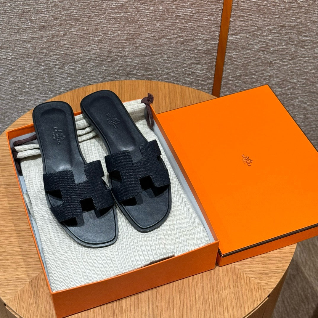 에르메스 Oran 오란 슬리퍼 데님