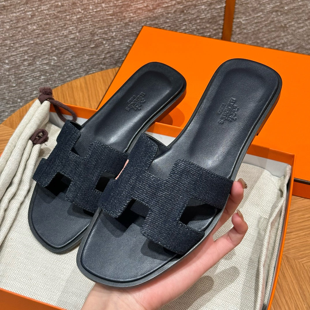 에르메스 Oran 오란 슬리퍼 데님