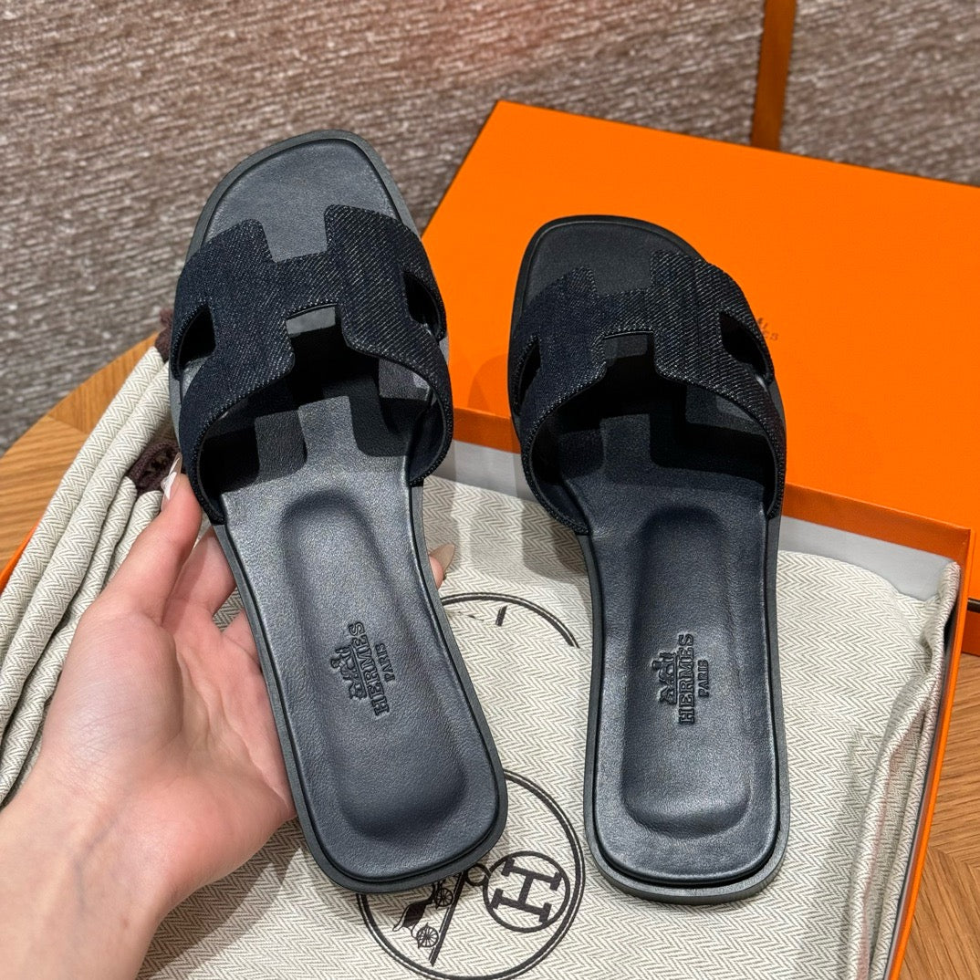 에르메스 Oran 오란 슬리퍼 데님