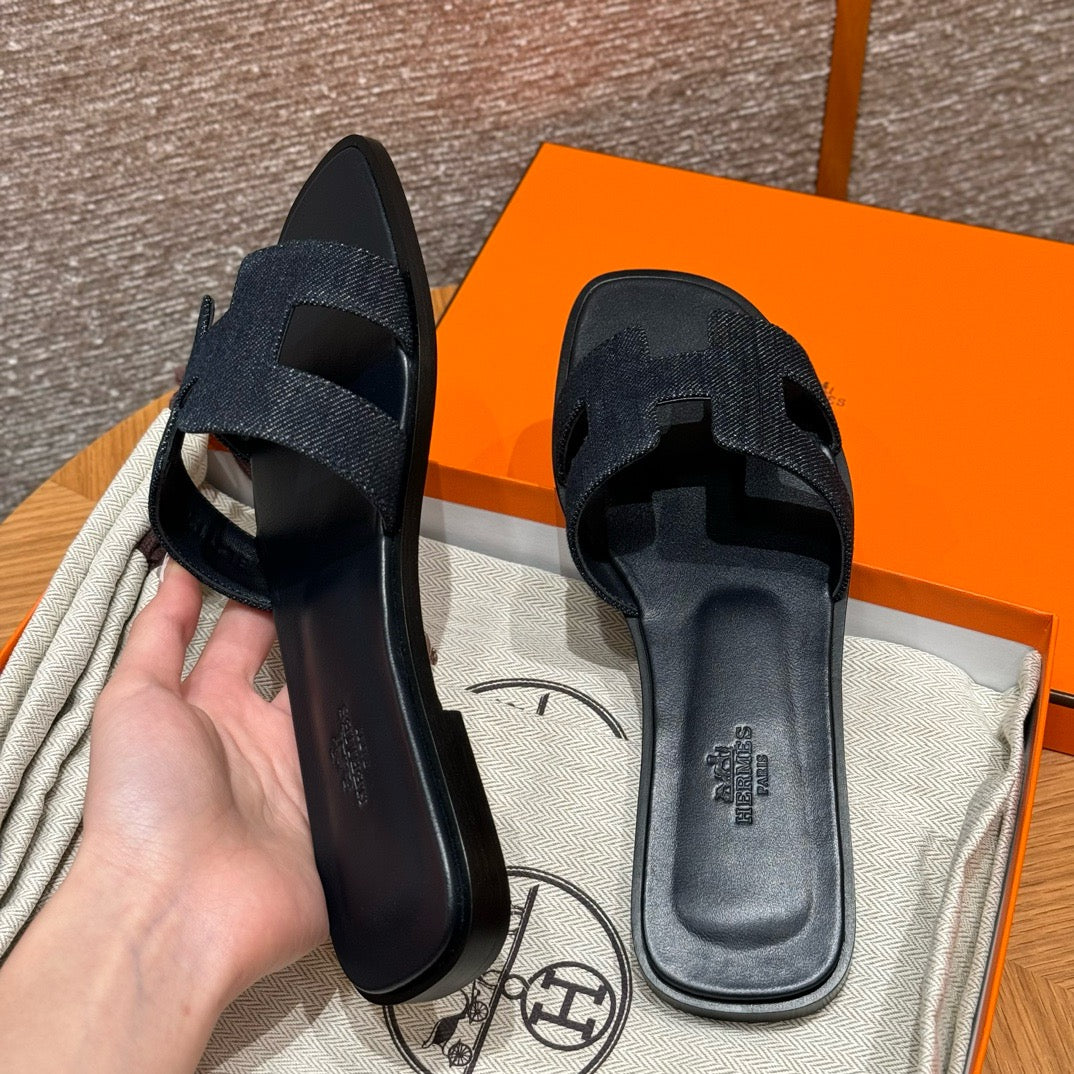 에르메스 Oran 오란 슬리퍼 데님