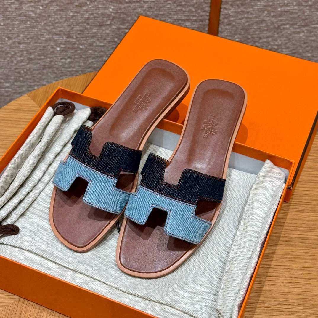에르메스 Oran 오란 슬리퍼 데님