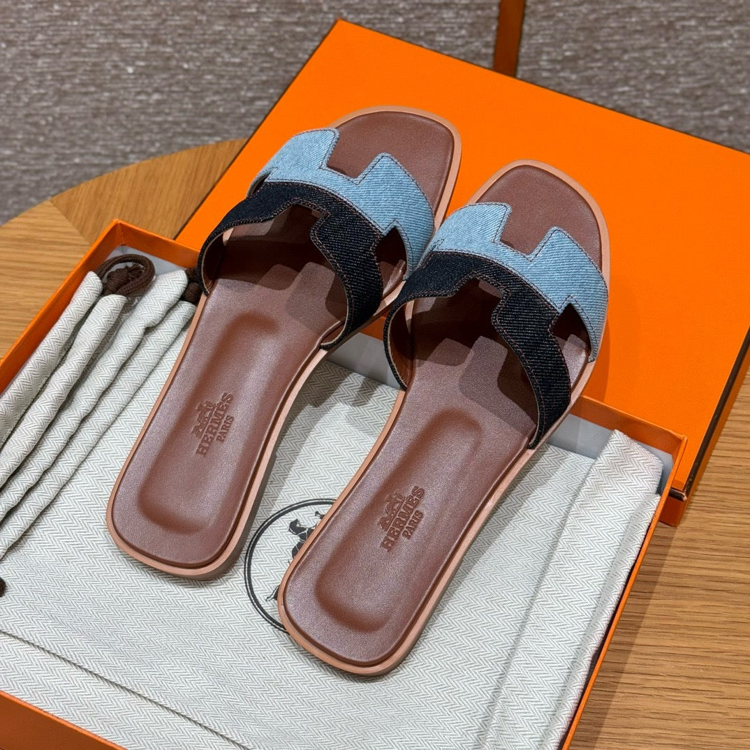 에르메스 Oran 오란 슬리퍼 데님