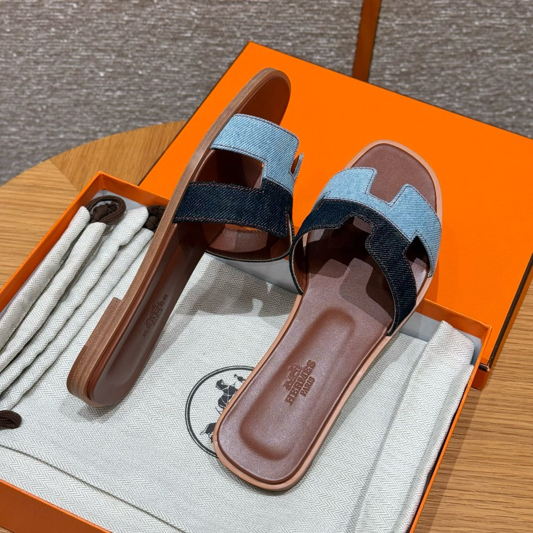 에르메스 Oran 오란 슬리퍼 데님