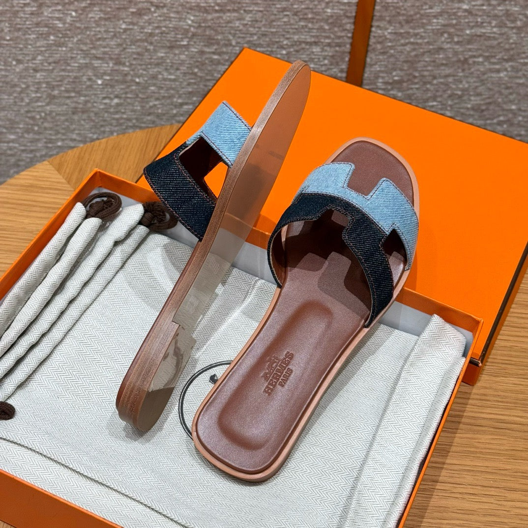 에르메스 Oran 오란 슬리퍼 데님