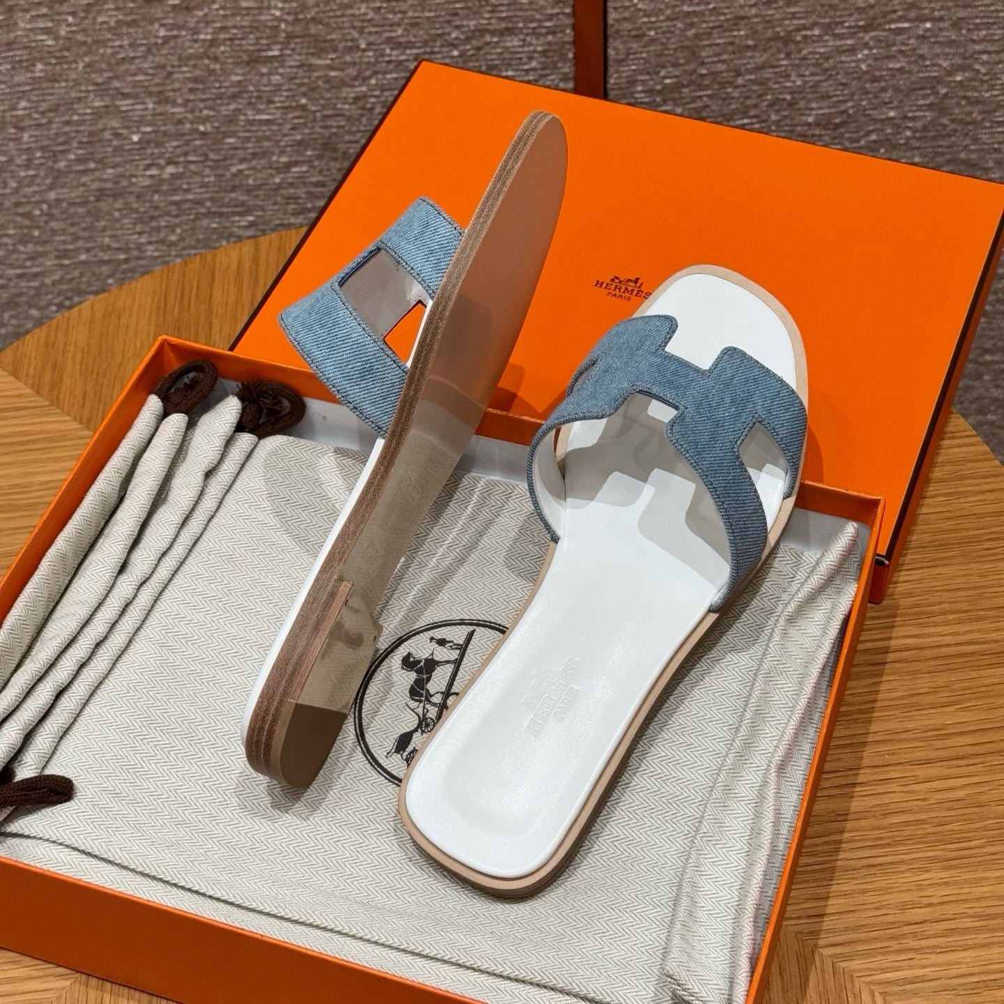 에르메스 Oran 오란 슬리퍼 데님