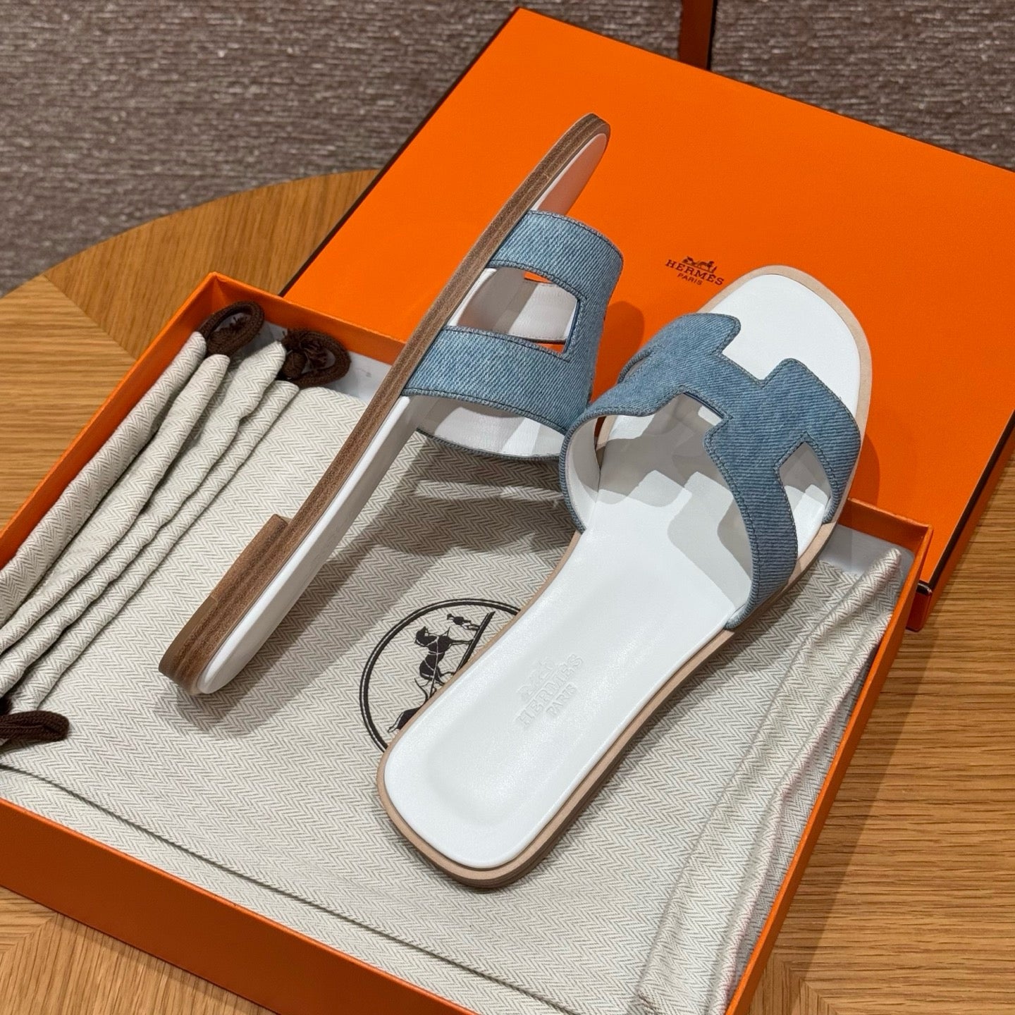 에르메스 Oran 오란 슬리퍼 데님