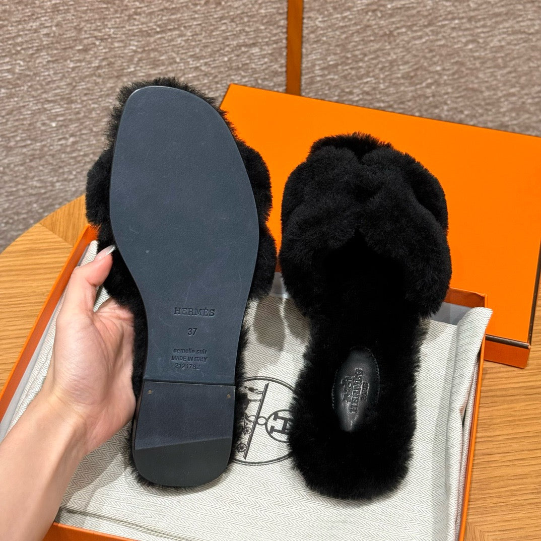 에르메스 Oran 오란 슬리퍼  시어링