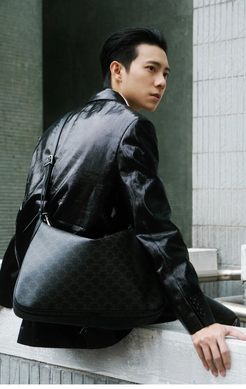 셀린느 로미 숄더백 캔버스 라지