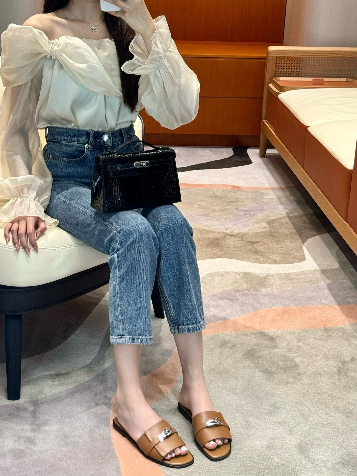 에르메스 Giulia 뮬 은장