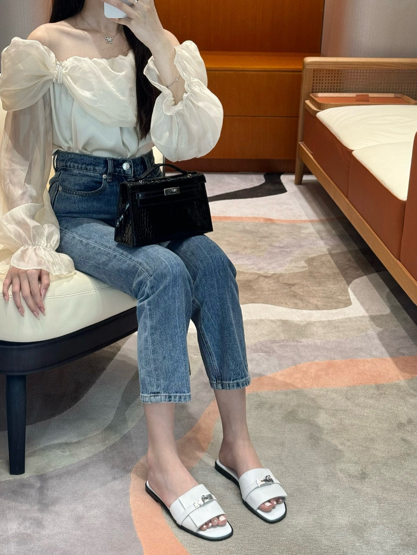 에르메스 Giulia 뮬 은장