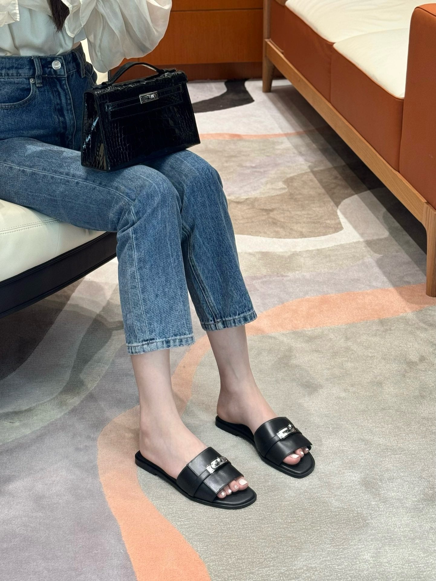 에르메스 Giulia 뮬 은장