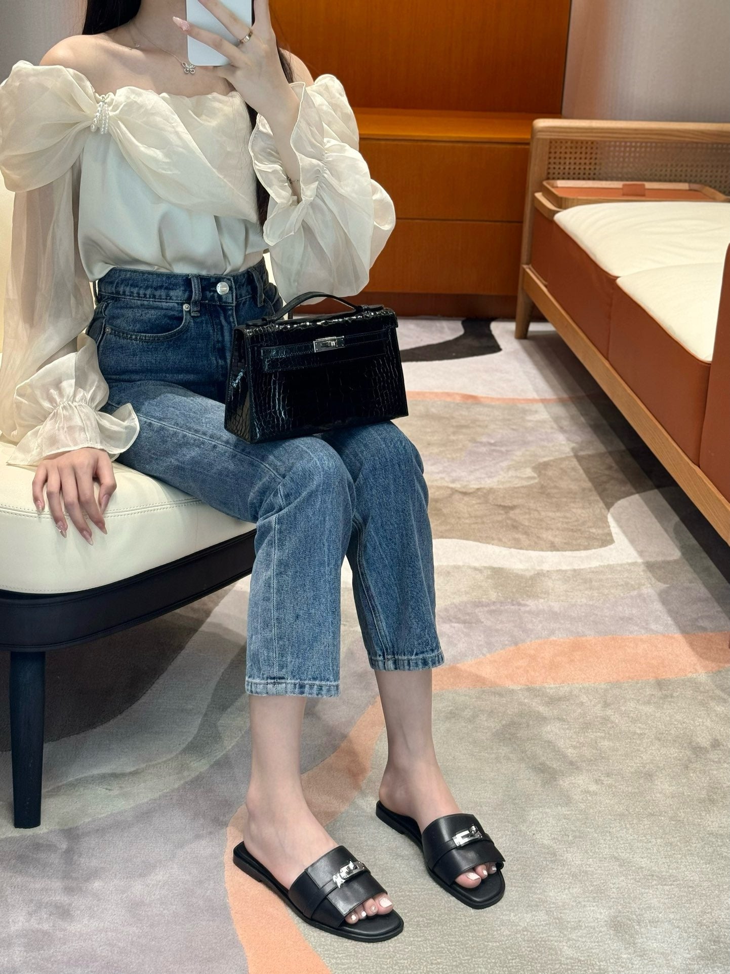 에르메스 Giulia 뮬 은장