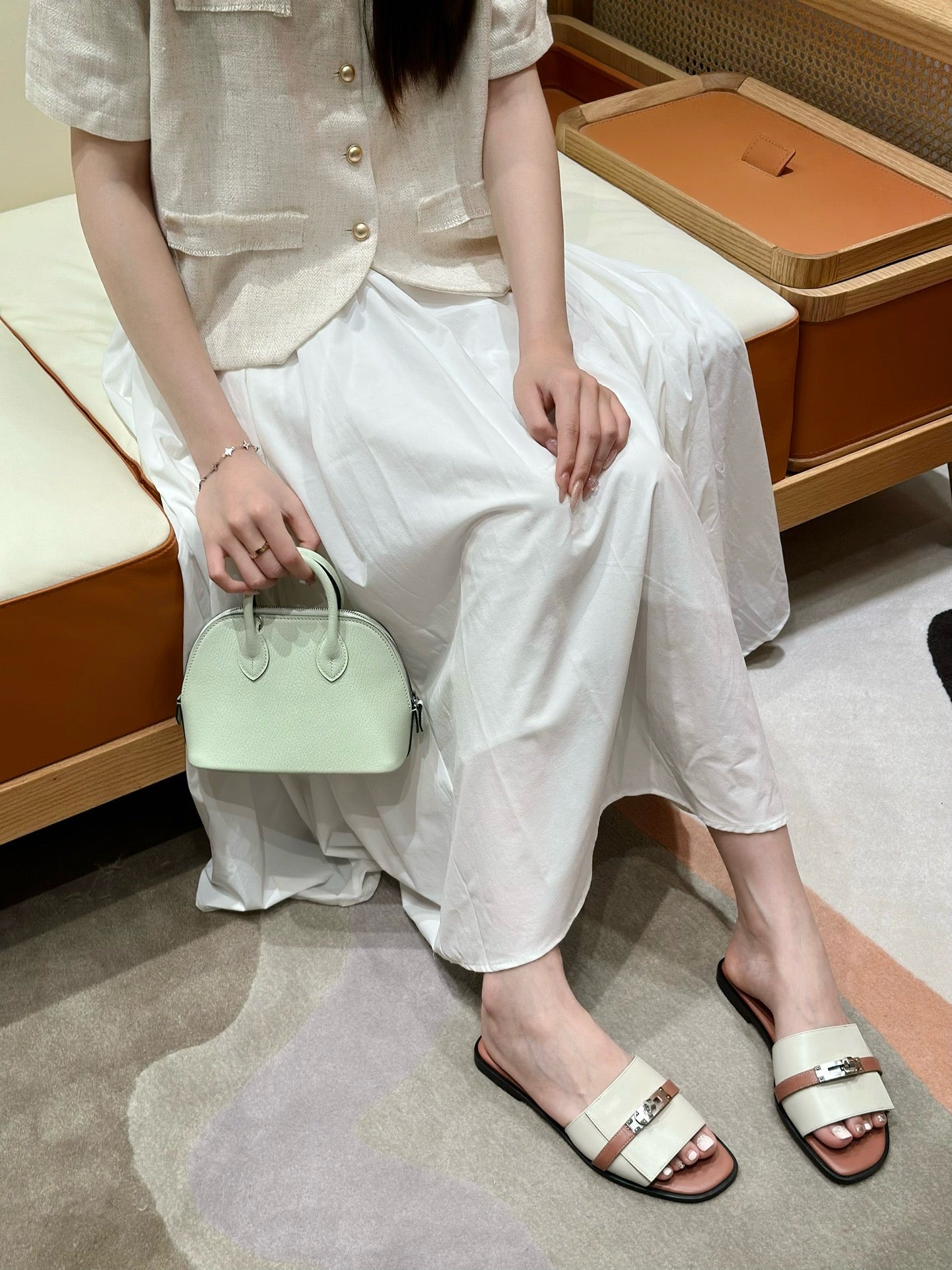 에르메스 Giulia 뮬 은장