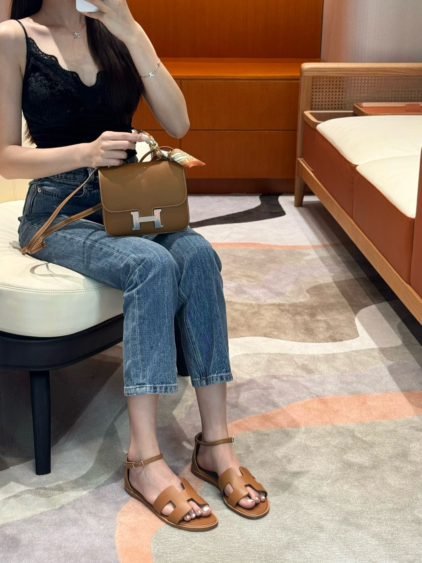 에르메스 Santorini 산토리니 샌들 스위프트