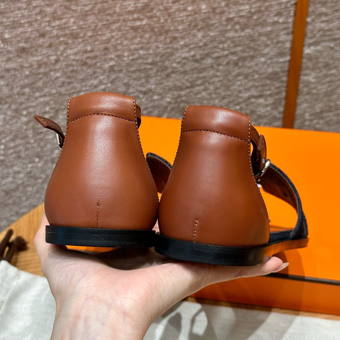 에르메스 Santorini 산토리니 샌들 데님