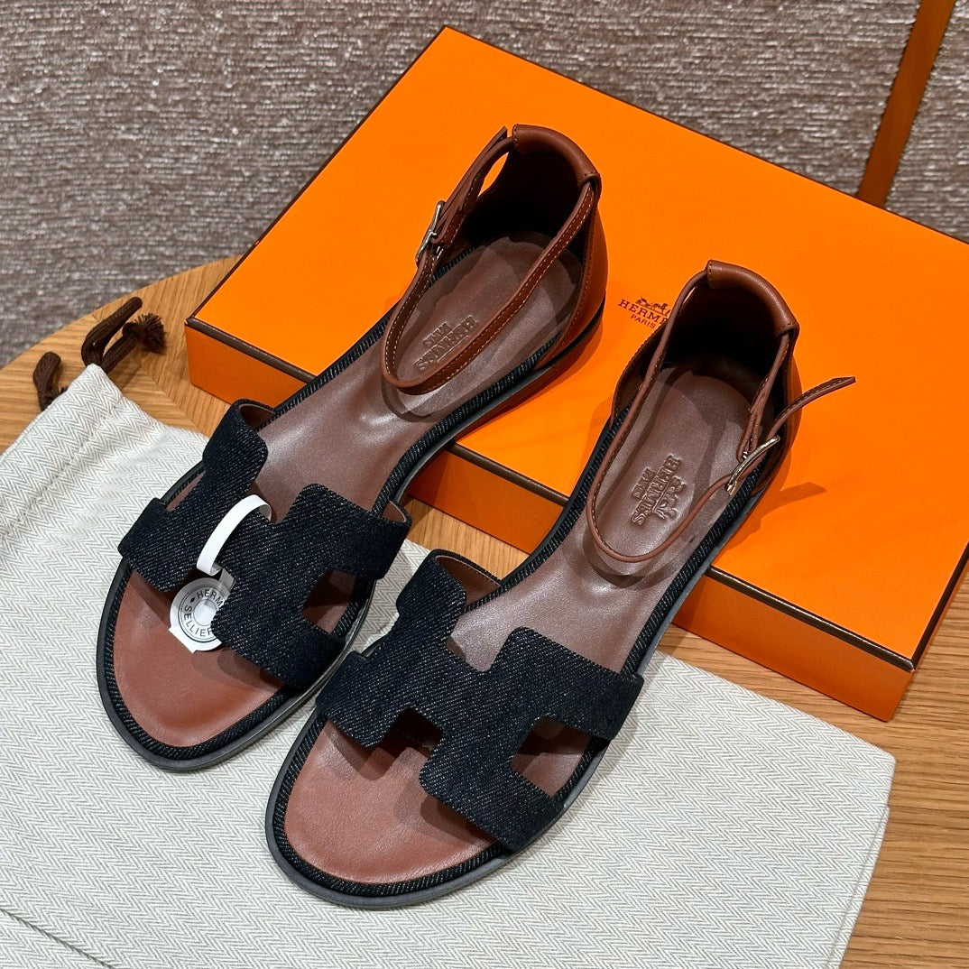 에르메스 Santorini 산토리니 샌들 데님