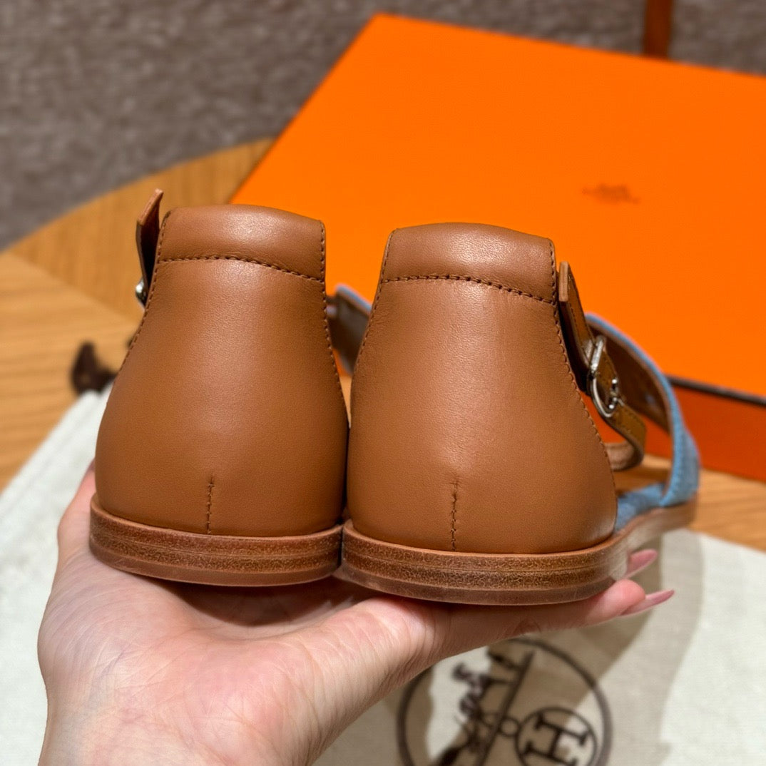 에르메스 Santorini 산토리니 샌들 데님