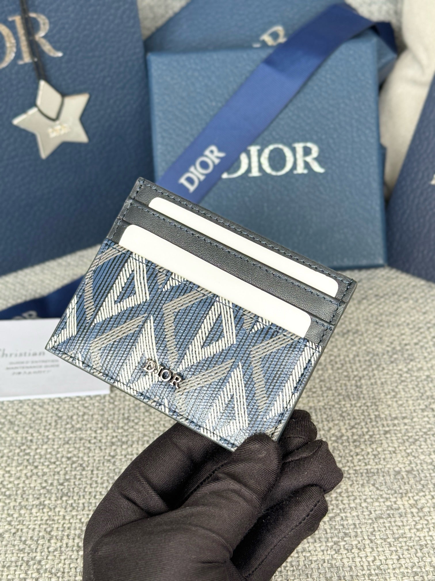 디올 CD 다이아몬드 캔버스 카드 홀더