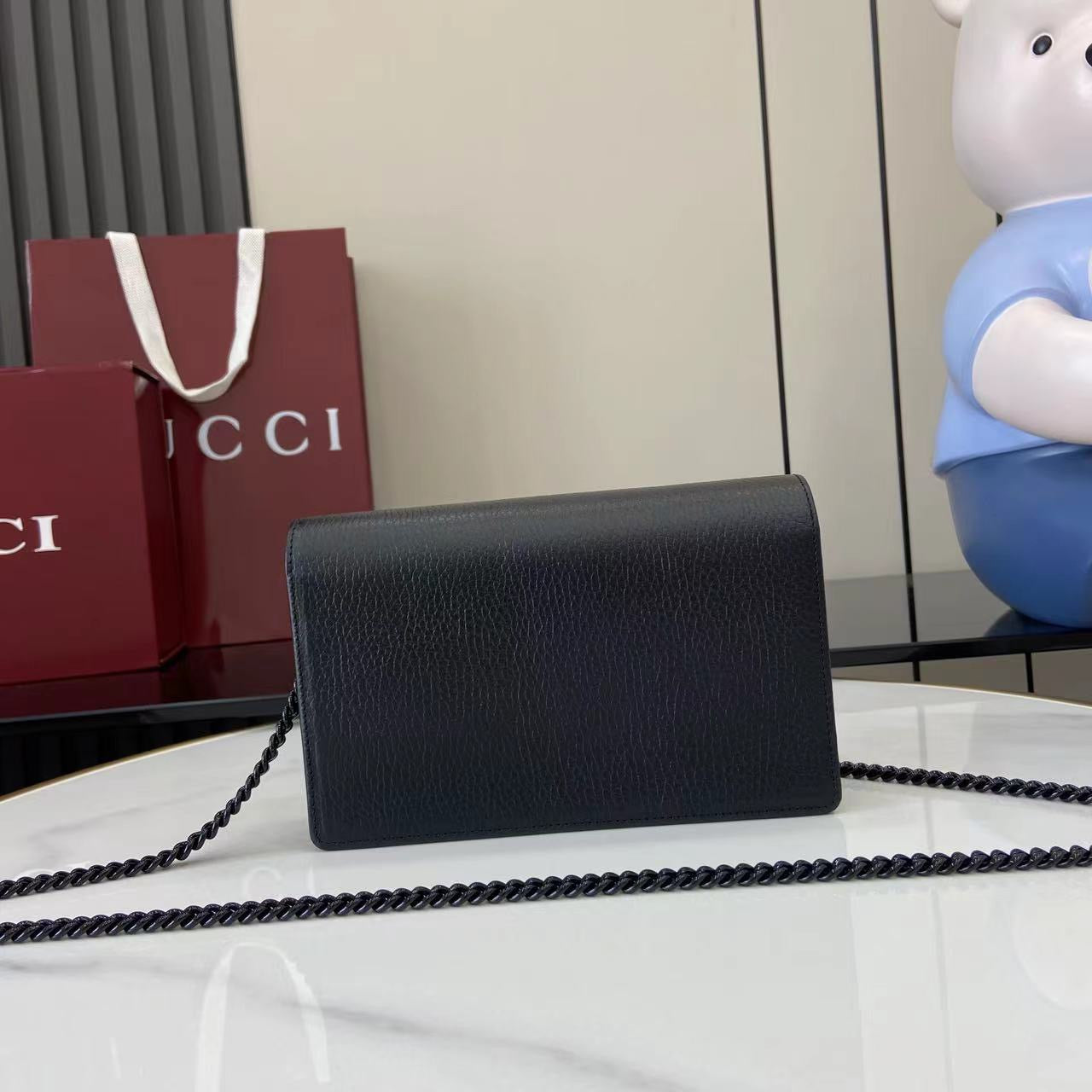 구찌 GG 마몬트 레더 금장 체인 미니 크로스백