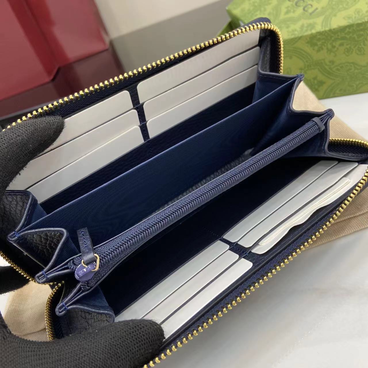 구찌 GG 마몽트 지퍼 장지갑 캔버스