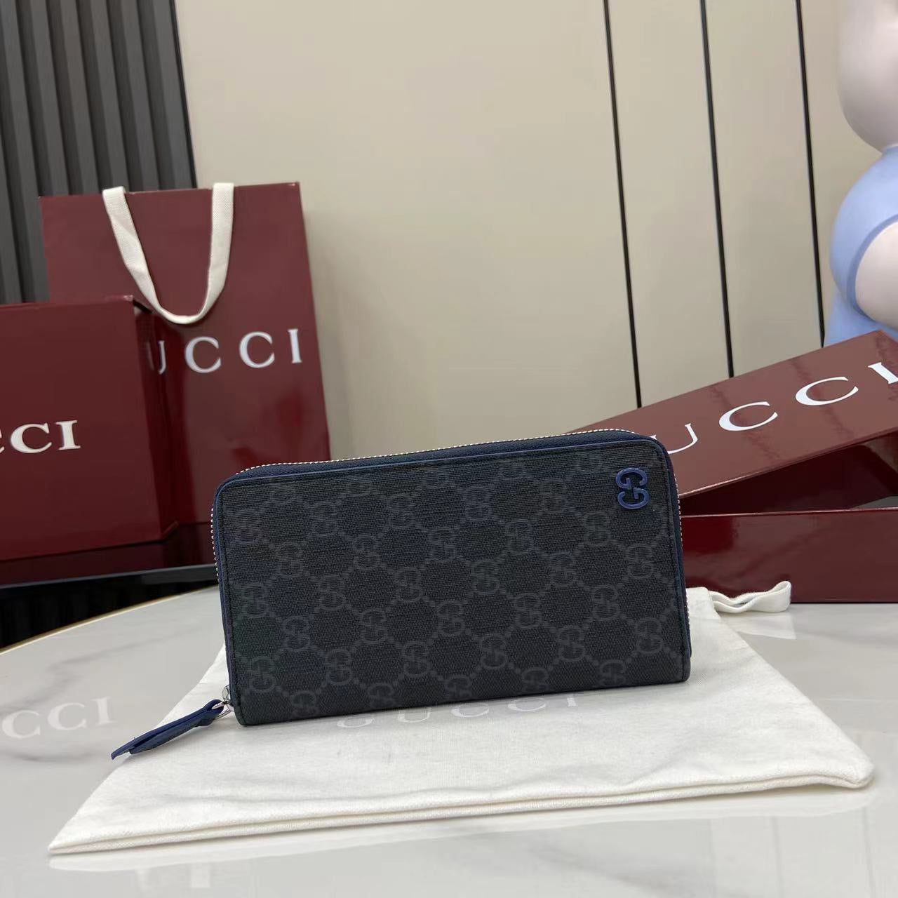 구찌 바이컬러 지퍼 장지갑