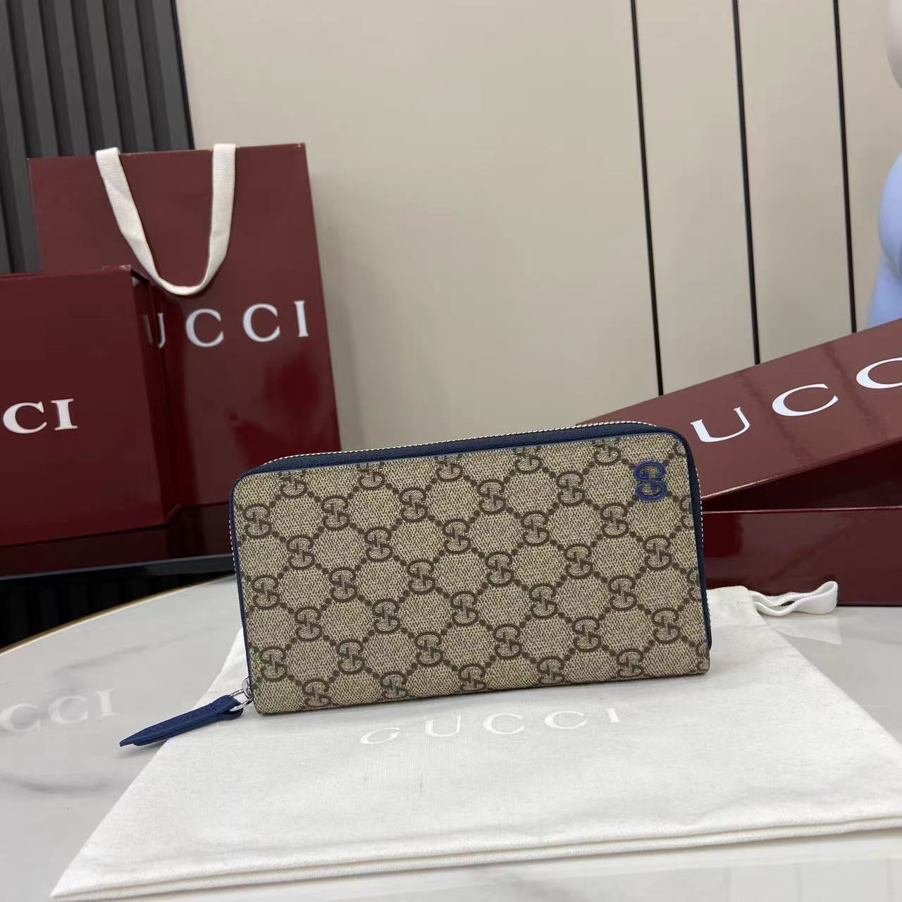 구찌 바이컬러 지퍼 장지갑