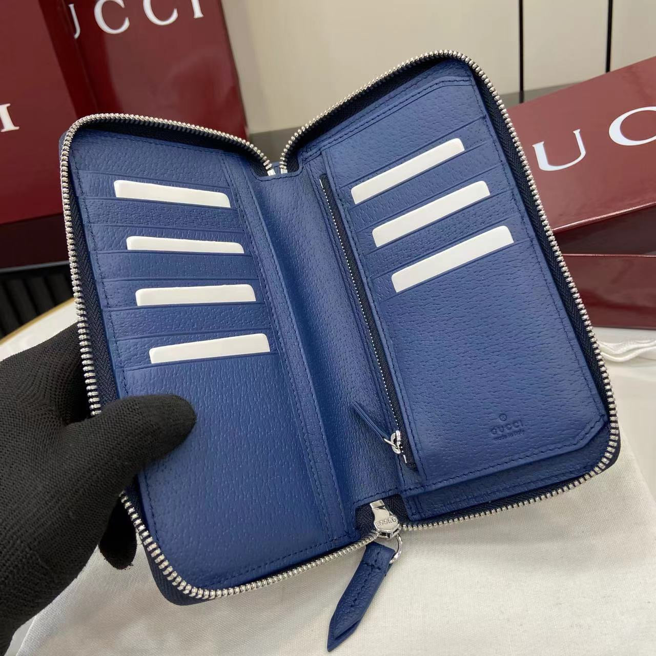 구찌 바이컬러 지퍼 장지갑