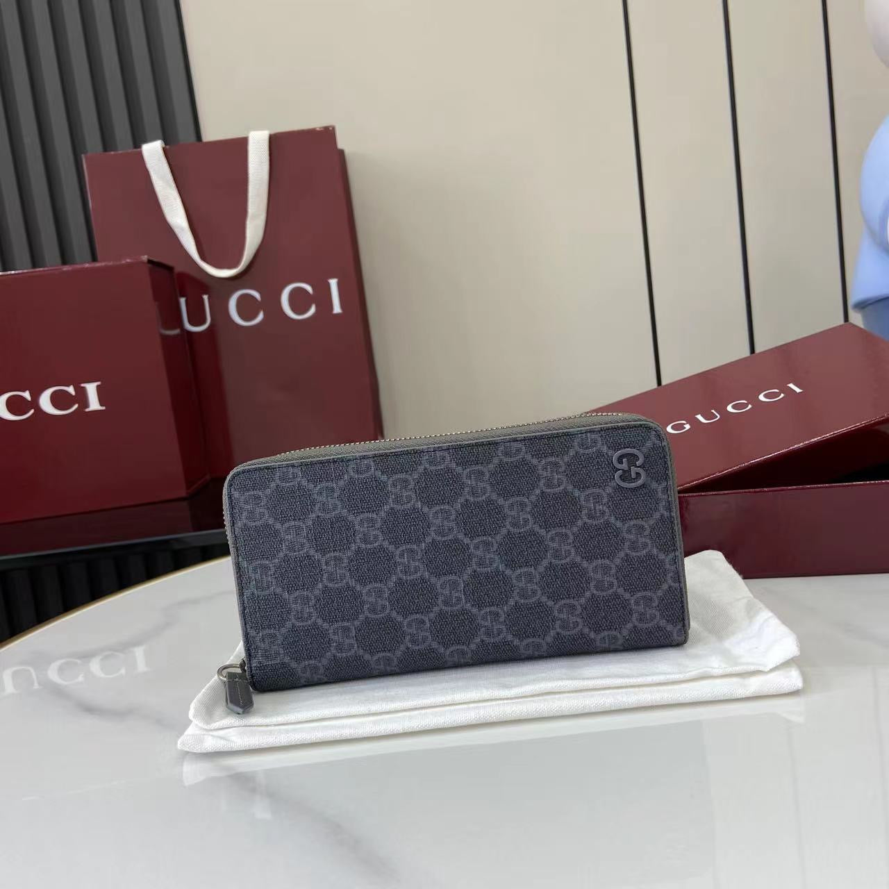 구찌 바이컬러 지퍼 장지갑