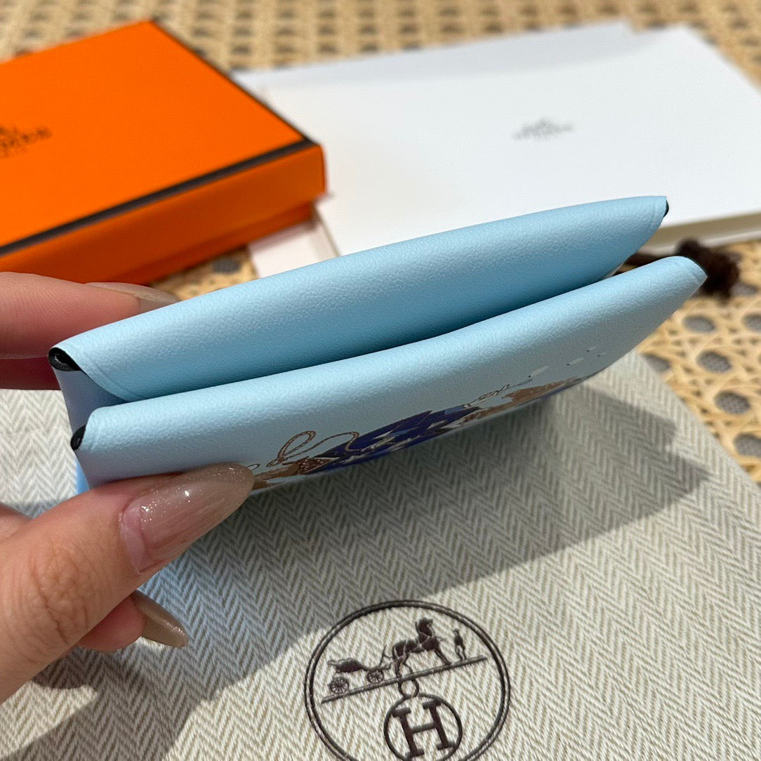 에르메스 칼비 듀오 카드지갑 스크린 프린팅