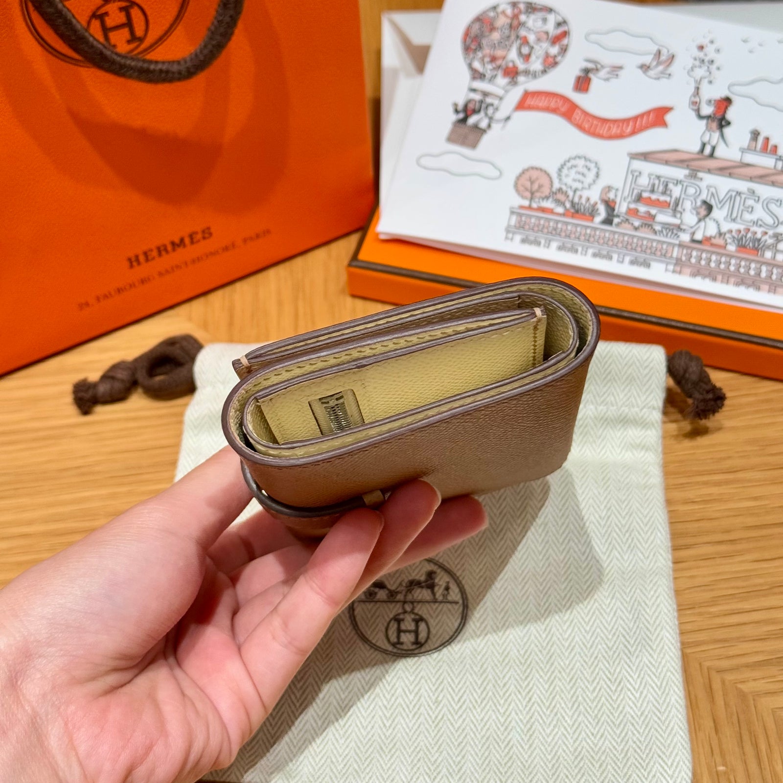 에르메스 베안 콤비 월렛 앱송 은장