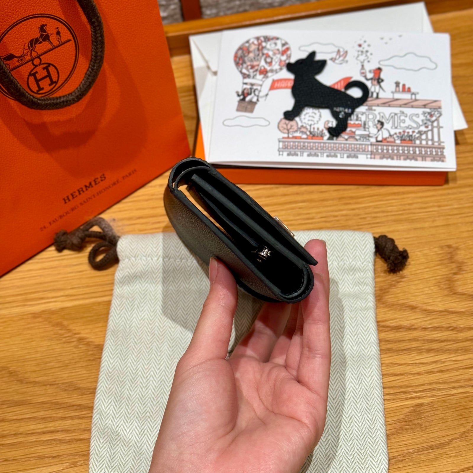 에르메스 베안 콤비 월렛 앱송 은장